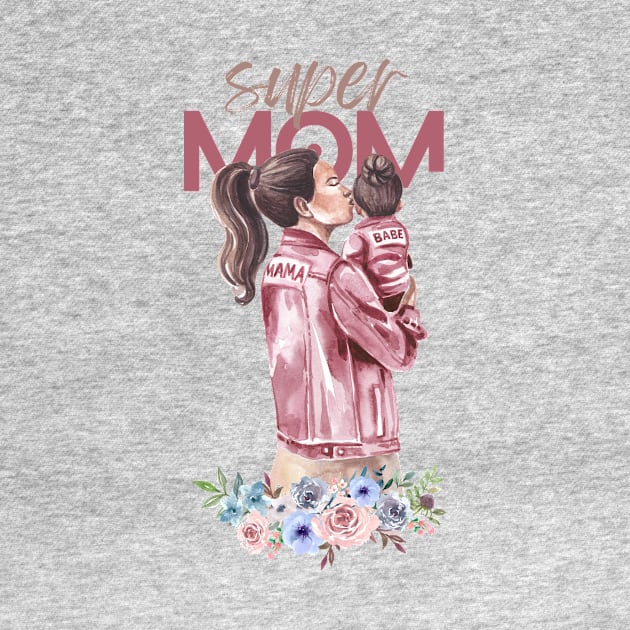 Super Mom Watercolor Design by kidz<shop